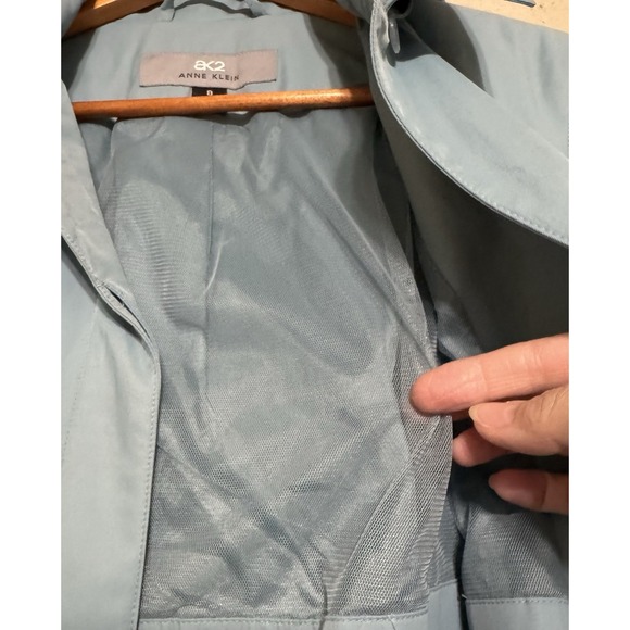 Anne Klein Trench Coat Women's 8 Blue Lined Preppy Pockets Long Sleeve - Picture 5 of 13